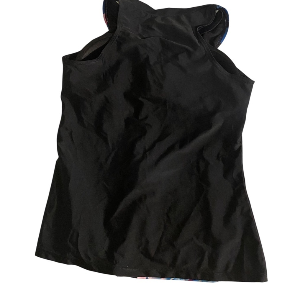 Sporty Zipfront Tankini Top Dark Floral  Sz Medium - Picture 2 of 5
